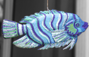 Painted hanging fish made of wood