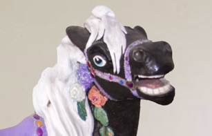 Paper mache horse sculpture